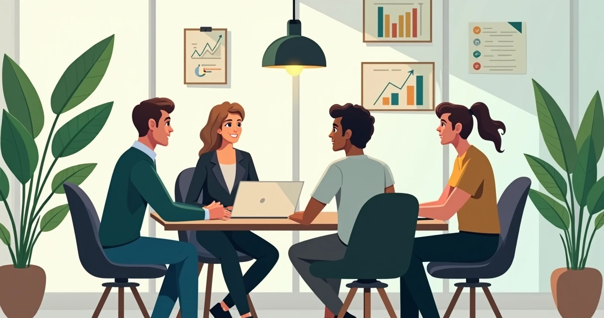 Mentoria de equipe startup reunida em espaço moderno